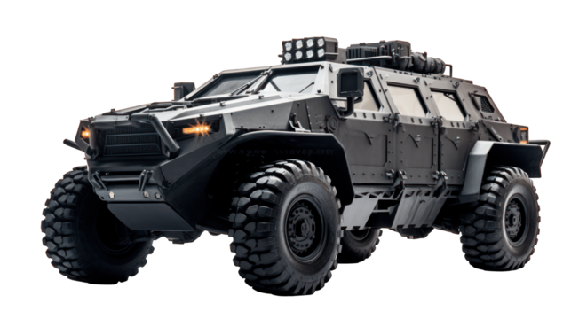 Military armored vehicle isolated on  white background png cutout
