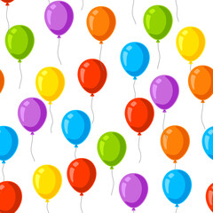Color balloons pattern. Happy Birthday and party illustration.