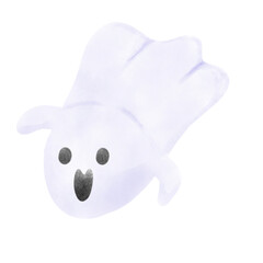 Cute Ghost watercolor cartoon Halloween element illustration
