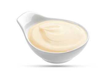 Mayonnaise bowl isolated on white background with clipping path
