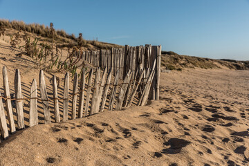 Fence on the beach of la Mine in Jard-sur-Mer (Vendee, France)