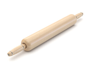 Wooden rolling pin. 3D render illustration isolated on white background