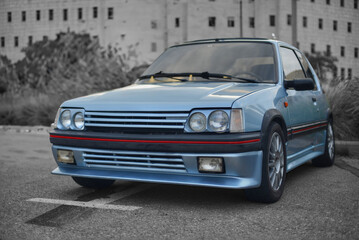 A front of a French Classic hot hatch 