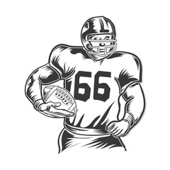 American football lineman holding a football with style vector design.