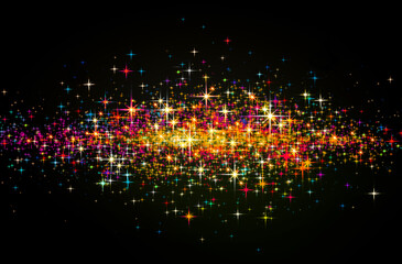 Defocused bokeh lights. Golden Christmas Bokeh background on black.