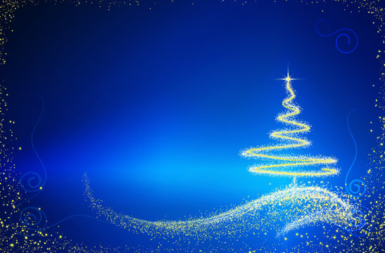 Merry Christmas and Happy New Year Card with beautiful Christmas tree.