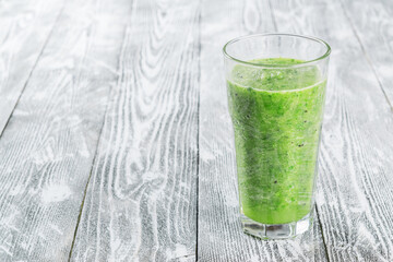 Fresh green smoothie from fruit and vegetables, healthy eating, selective focus