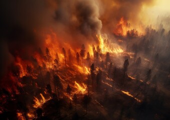 fire in the forest, AI generated