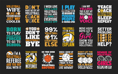 Volleyball T shirt Design Bundle, Vector Volleyball T shirt  design, Volleyball shirt,  Volleyball typography T shirt design Collection