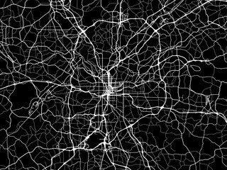 Vector road map of the city of  Atlanta Georgia in the United States of America with white roads on a black background.