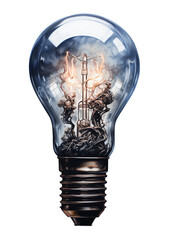 Bulb symbol isolated on the transparent background PNG. AI generative.