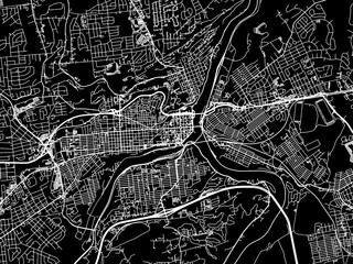 Vector road map of the city of  Easton - Philipsburg Pennsylvania in the United States of America with white roads on a black background.