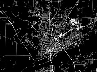 Vector road map of the city of  Florence Alabama in the United States of America with white roads on a black background.