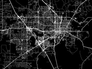 Vector road map of the city of  Gainesville Florida in the United States of America with white roads on a black background.