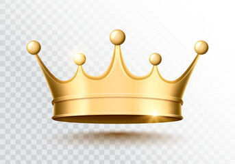 Golden crown on a transparent background. Vector illustration.