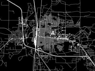 Vector road map of the city of  Laramie Wyoming in the United States of America with white roads on a black background.