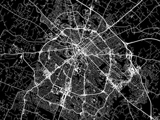 Vector road map of the city of  Lexington Kentucky in the United States of America with white roads on a black background.