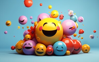 Cute colorful 3d emoji, Generative Ai