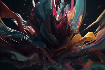 A colorful abstract design with a mix of dark and moody tones inspired by abstract expressionism, Generative AI