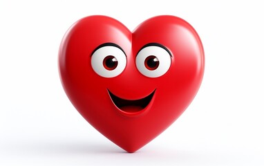 3D cartoon red heart-shaped emoji, World Emojis Day, Generative Ai
