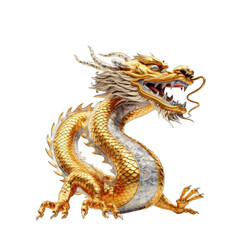 Obraz premium a gold and silver dragon statue on a white background