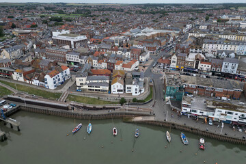 Fototapeta na wymiar aerial view of bridlington marina, Harbour And seafront