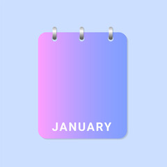 January Daily calendar of january month on white paper note