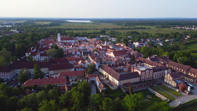 town Trebon Wittingau Bohemia czech republic Beautiful aerial view flight drone