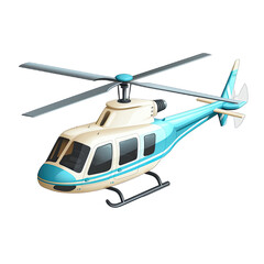  a blue and white helicopter on a white background