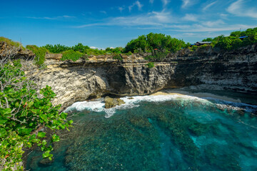 The famous "Broken Beach" on Nusa Penida, Bali.