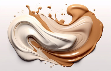 Fluid Abstraction Realistic Forms of White and Beige Makeup generative AI