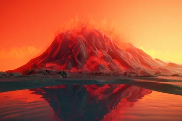 Foto op Canvas A surreal illustration of a distorted or manipulated natural feature, such as a volcanic landscape or geothermal field, Generative AI © ARNALDO