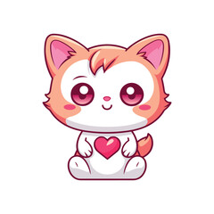 A cartoon cat with a heart on its chest