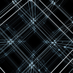 Abstract cubes. Network connection on black background. 3D illustration