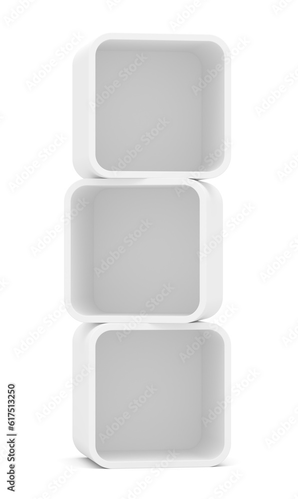 Poster empty white rounded showcase. isolated on white. mock-up. template shelves. 3d rendering