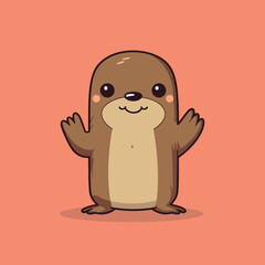 A cartoon character is standing with his hands in the air