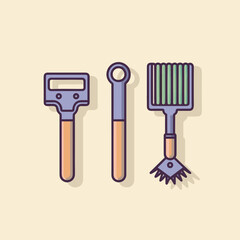 A set of three different types of hair brushes