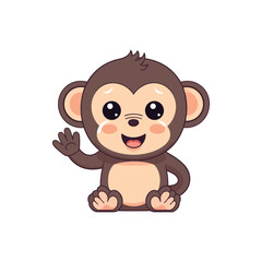 Obraz premium A cute little monkey sitting on the ground