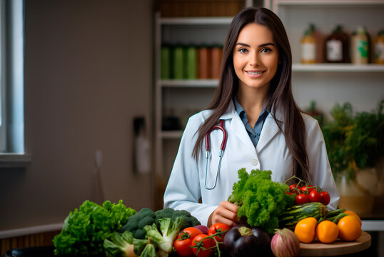MEDICA NUTRICIONISTA CUIDADOS COM ALIMENTA&Ccedil;&Atilde;O MULHER BONITA SORRINDO 