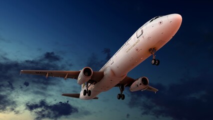 Generic jet airliner in a beautiful cloudy sky
