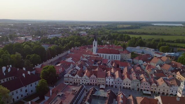 town Trebon Wittingau czech republic Magic aerial top view flight drone