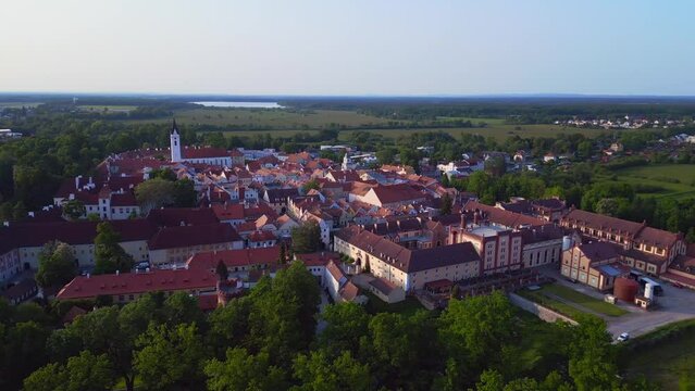 town Trebon Wittingau Bohemia czech republic Fantastic aerial view flight drone