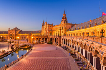 Naklejka premium Seville, Spain at Spanish Square.