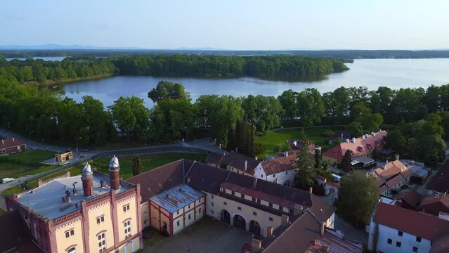 Brewery Trebon Wittingau Bohemia czech republic. Nice aerial view flight drone