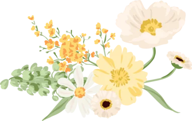 Stof per meter Vector Illustration bouquet of flowers on white in pastel tones © Inna