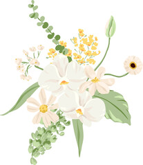 Vector Illustration bouquet of flowers on white in pastel tones
