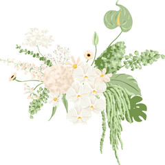 Vector Illustration wedding bouquet of flowers on white in pastel tones