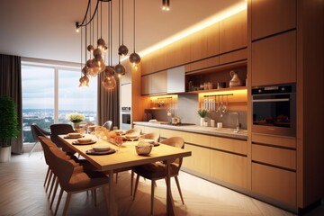 "Glamorous Open-Concept Kitchen with Details of Custom Woodwork and Modern Fixtures