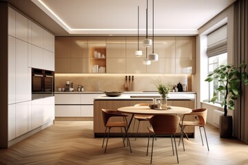 3D Render of an Elegant, Modern Kitchen with High-End Finishes