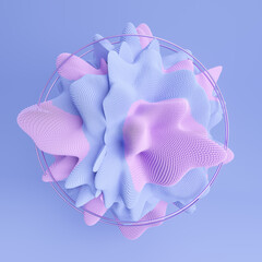 3d render of colorful detailed shape. Minimal futuristic background.